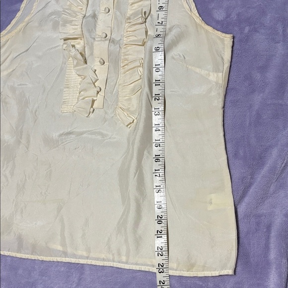 J. Crew Cream Ruffle Front Blouse - Picture 6 of 8